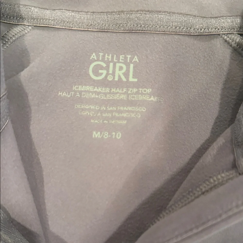 Athleta Girl Gray Icebreaker Half Zip Top - Picture 2 of 4